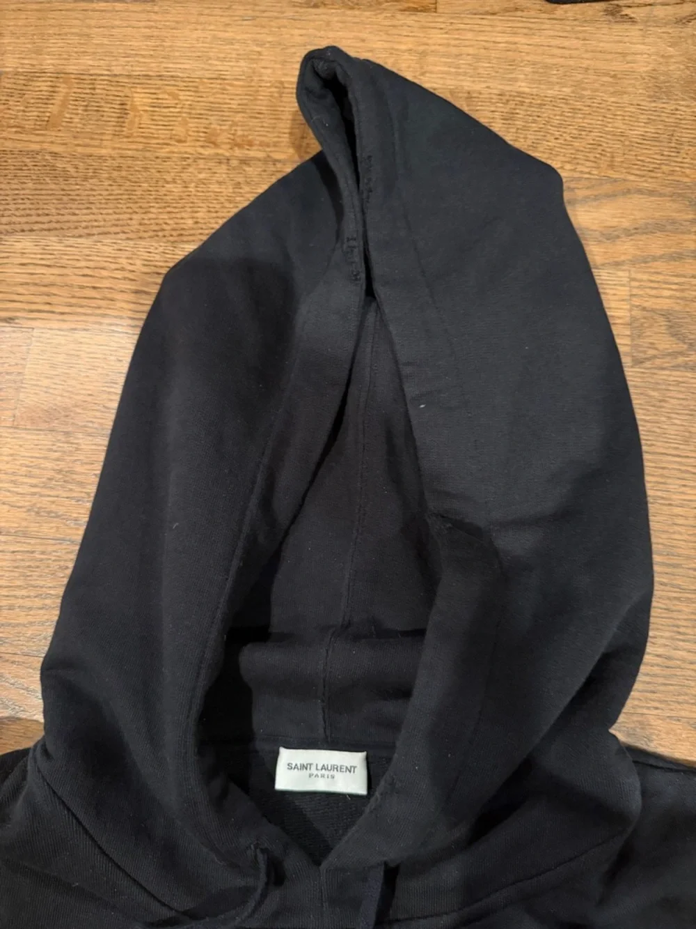 Saint Laurent Black Hooded Sweatshirt with Drawstring - Picture 5 of 6